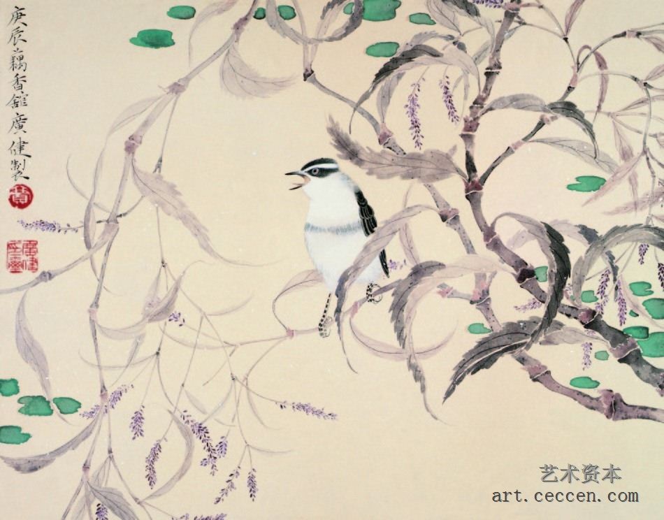 鸣秋32×42cm 纸本设色 2000年